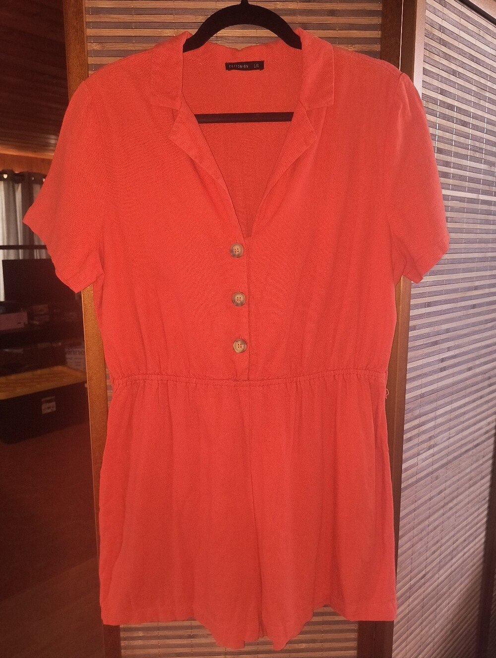 Cotton On Orange Button-Front Women's Romper L